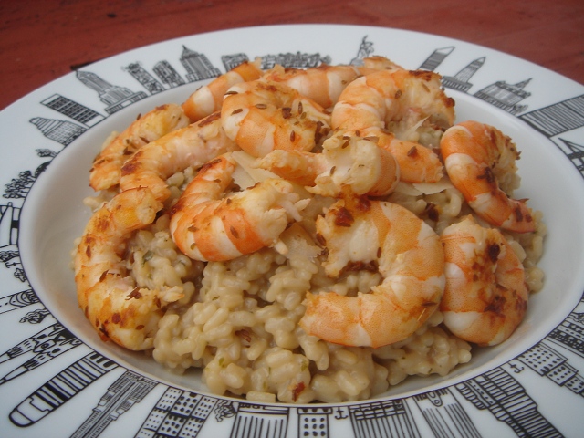 risotto aux crevettes sur plat new york