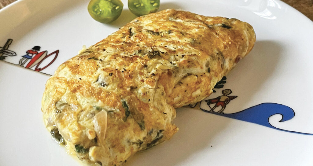 omelette à l'oseille, un délice sur une assiette la plage par assiettes et cie