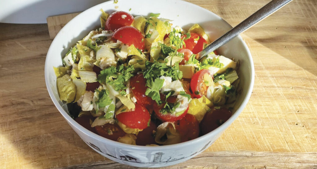 salade d'endives avec tomates et corandre dans bol bretagne d'assiettes et cie